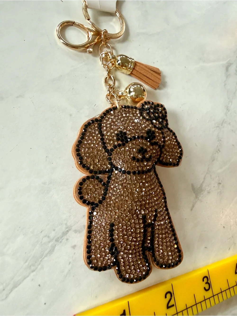 ✨ NWT Rhinestone Goldendoodle Dog Puffy Bag Charm & Keychain ✨